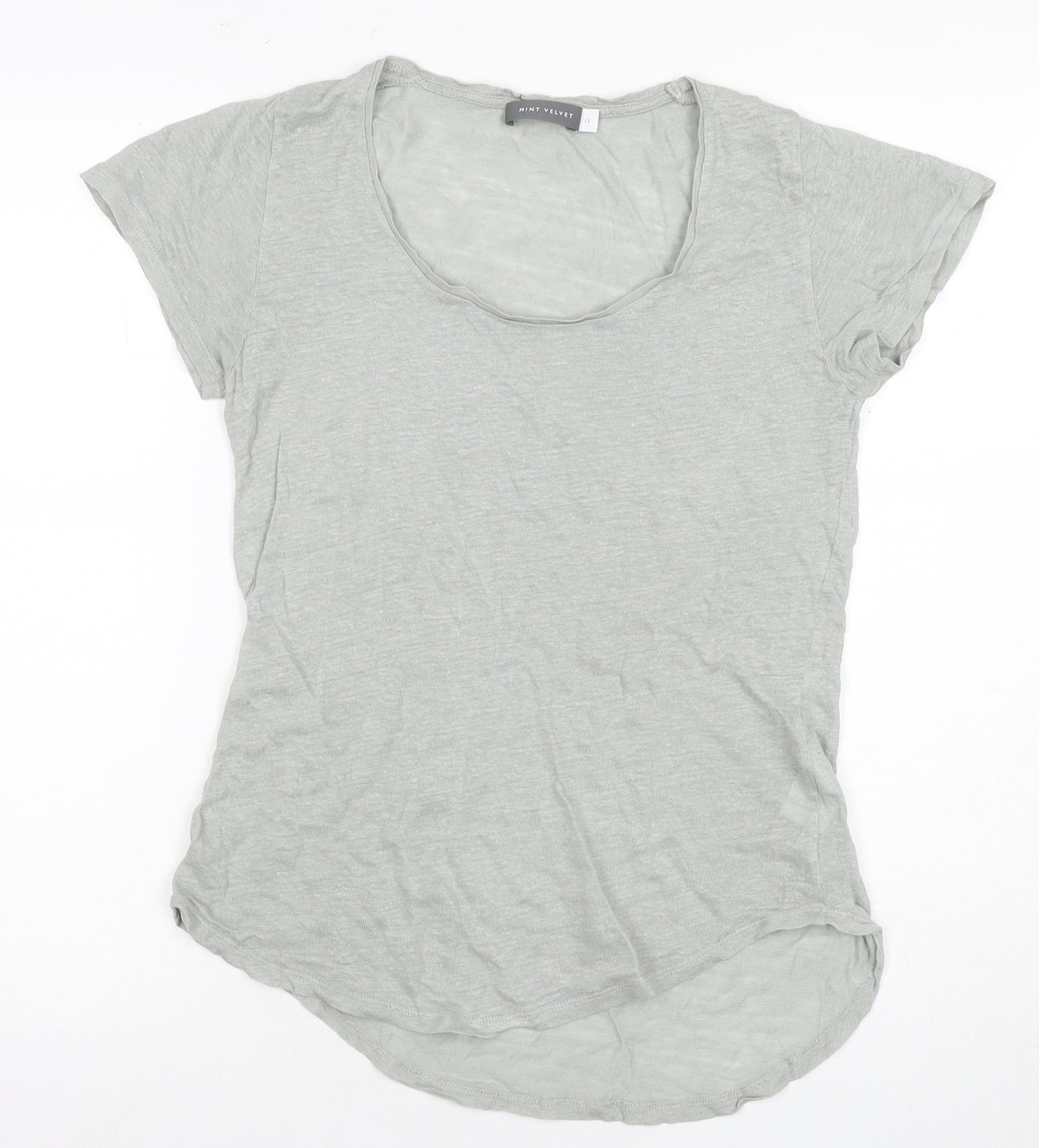 Mint Velvet Women's Grey Linen Scoop Neck T-Shirt