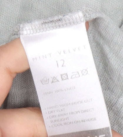 Mint Velvet Women's Grey Linen Scoop Neck T-Shirt