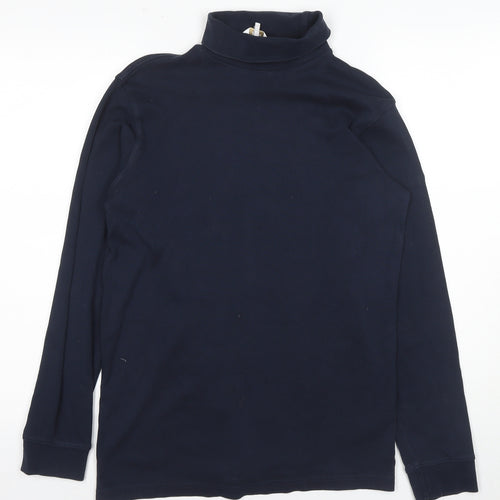 Cotton Traders Men's Navy Long Sleeve Roll Neck T-Shirt Cotton Size L