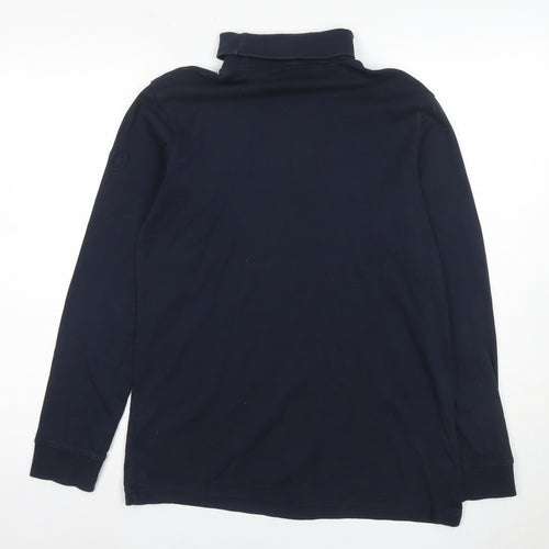 Cotton Traders Men's Navy Long Sleeve Roll Neck T-Shirt Cotton Size L