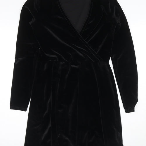 ASOS Women's Black Wrap Dress Size 12 Velvet