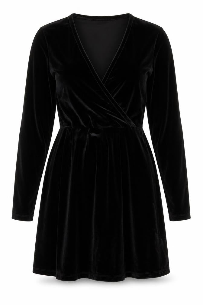 ASOS Women's Black Wrap Dress Size 12 Velvet