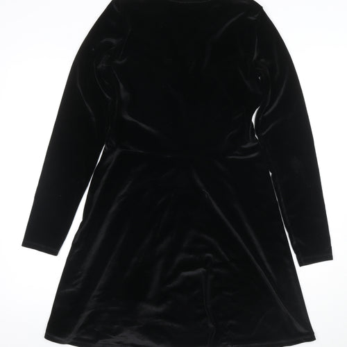 ASOS Women's Black Wrap Dress Size 12 Velvet