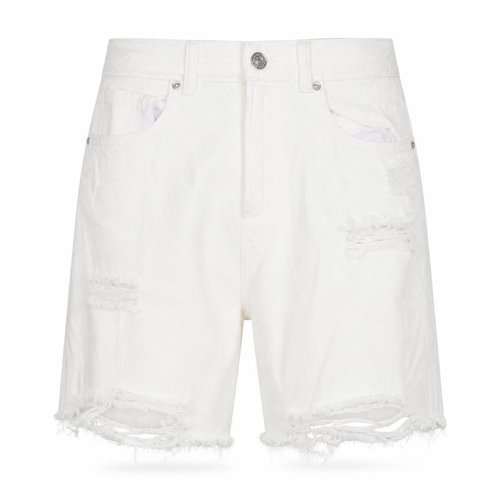 Front view of Alcott Women's White Bermuda Denim Shorts -, size 8