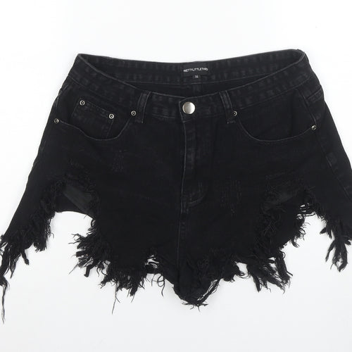 PRETTYLITTLETHING Women's Black Cut-Off Shorts Size 14