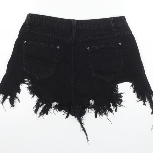 PRETTYLITTLETHING Women's Black Cut-Off Shorts Size 14