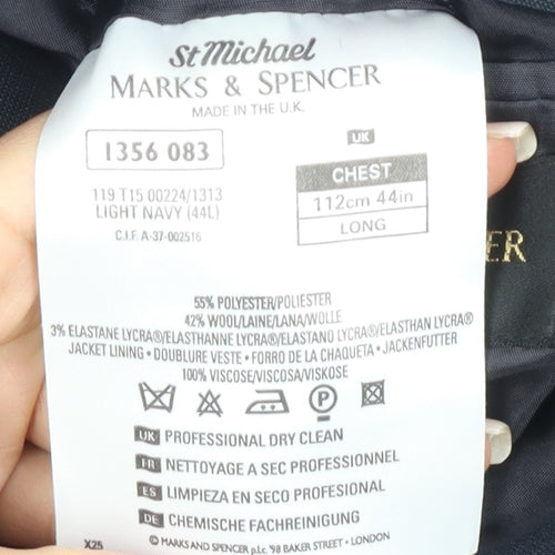Marks and Spencer Men's Blue Suit Jacket 44L Long