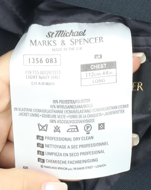 Marks and Spencer Men's Blue Suit Jacket 44L Long
