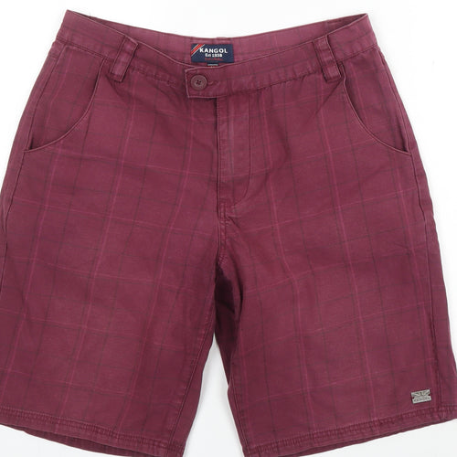 Kangol Men's Red Plaid Chino Shorts - Medium