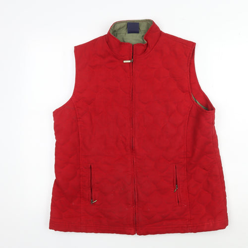 Tulchan Women's Red Quilted Waistcoat L Full Zip
