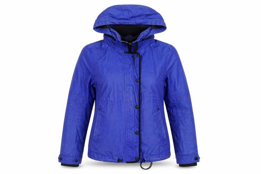 Front view of Next Women's Blue Hooded Jacket, size 12, - Casual Mid-Length