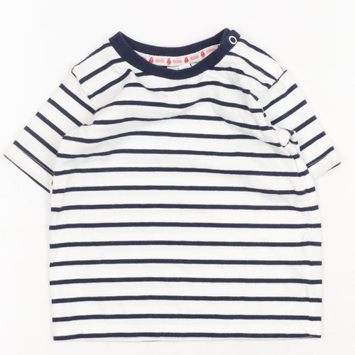 Jasper Conran Unisex Baby T-Shirt, White Striped, 0-12 Months