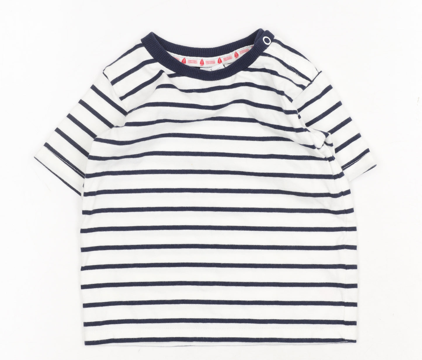 Jasper Conran Unisex Baby T-Shirt, White Striped, 0-12 Months