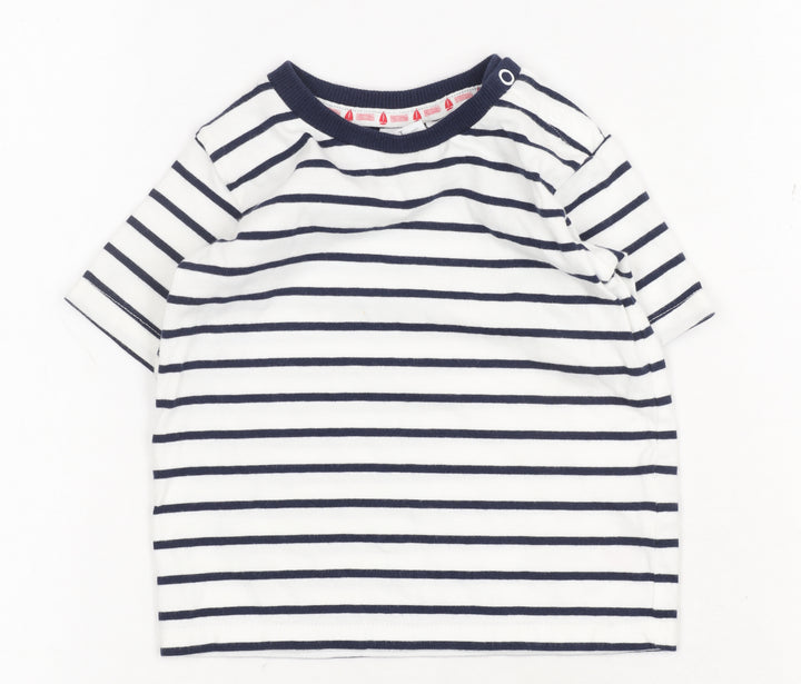 Jasper Conran Unisex Baby T-Shirt, White Striped, 0-12 Months