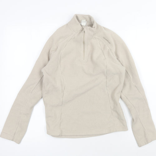 Quechua Women's Beige Henley Fleece Sweatshirt, Size 12