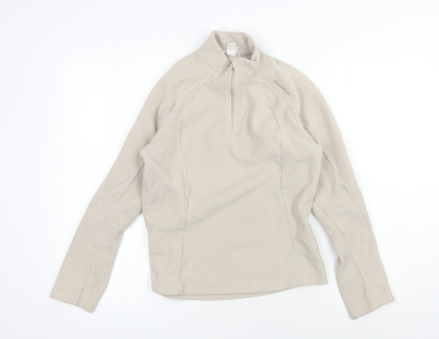 Quechua Women's Beige Henley Fleece Sweatshirt, Size 12