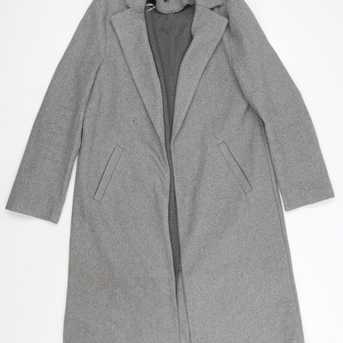 New Look Women's Grey Long Overcoat Size 8