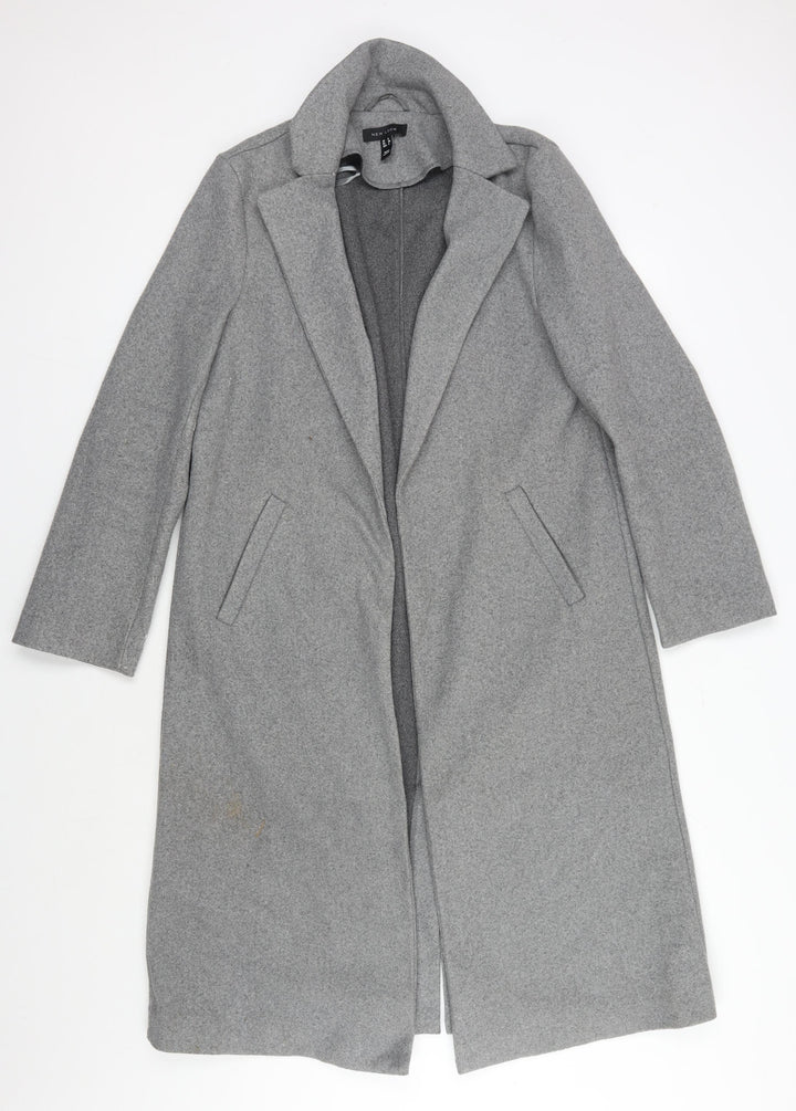 New Look Women's Grey Long Overcoat Size 8