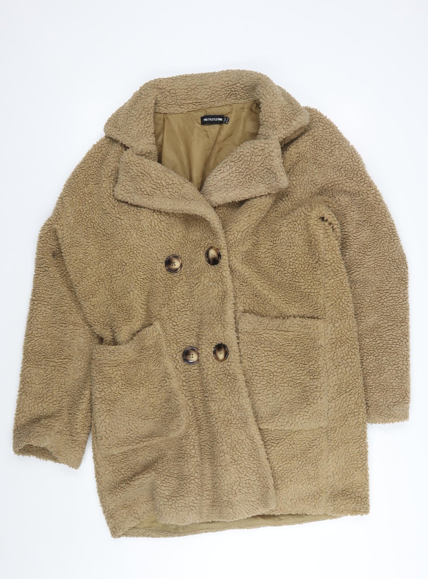 PrettyLittleThing Women's Beige Pea Coat Size 10