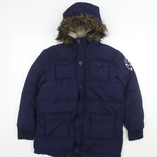 Nickelson Boys Blue Long Parka Jacket 13-14 Years