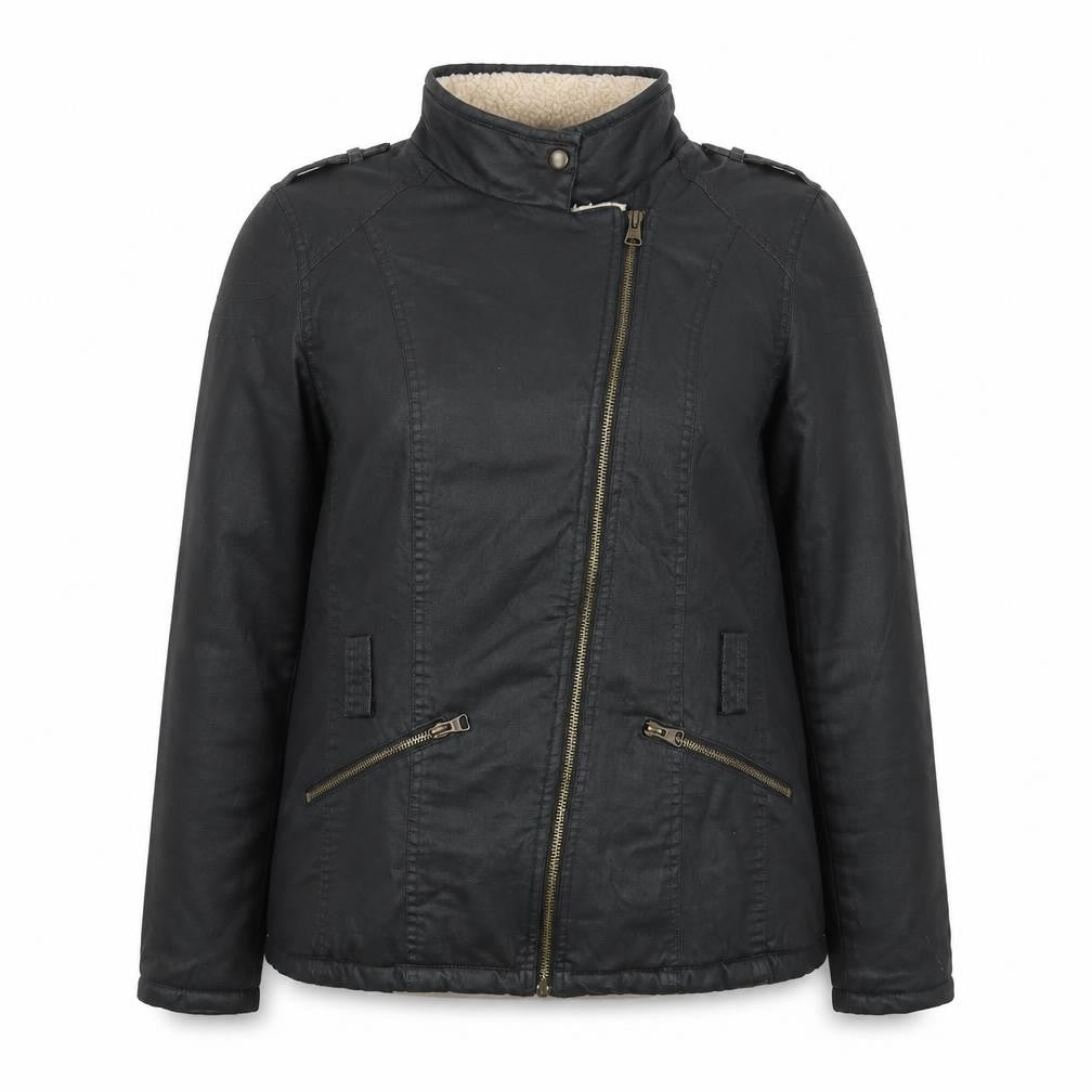Front view of Marks & Spencer Women's Black Motorcycle Jacket, size 14