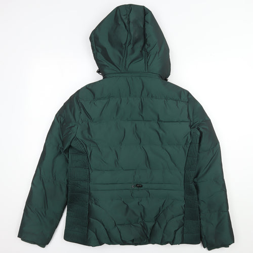 M&S Women's Green Hooded Puffer Jacket Medium