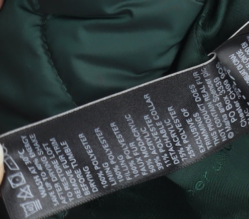 M&S Women's Green Hooded Puffer Jacket Medium