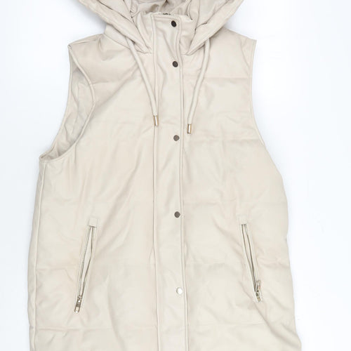 Zara Women's Beige Waistcoat Puffer Jacket, Size 12