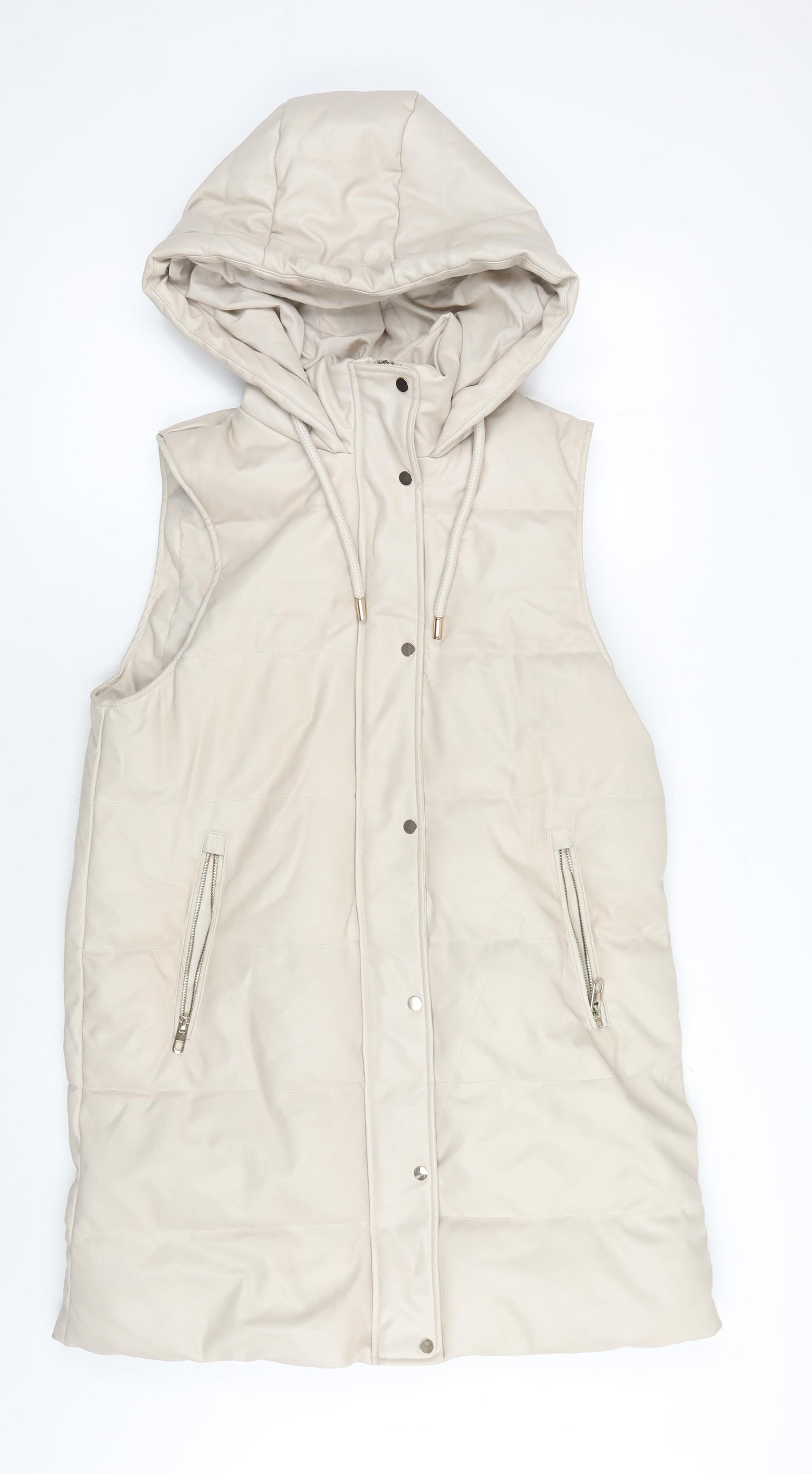Zara Women's Beige Waistcoat Puffer Jacket, Size 12