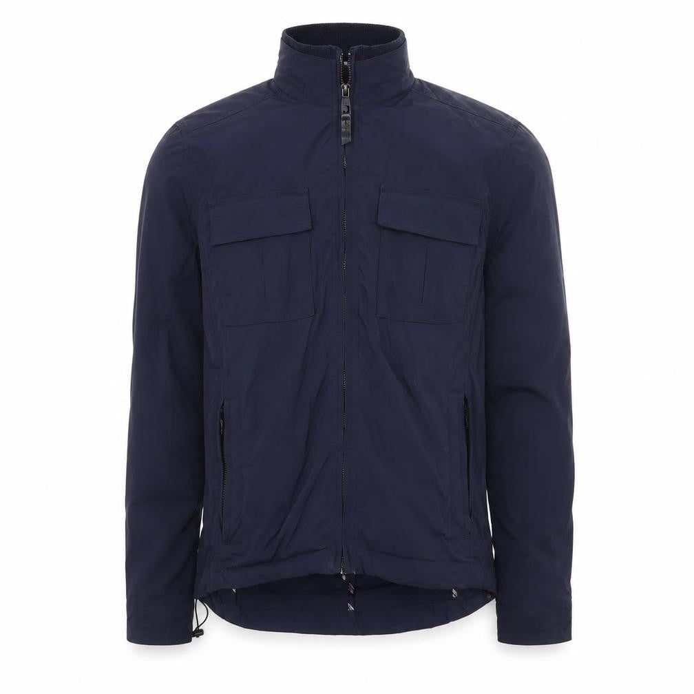 Front view of Jeff Banks Men's Blue Softshell Jacket, size S