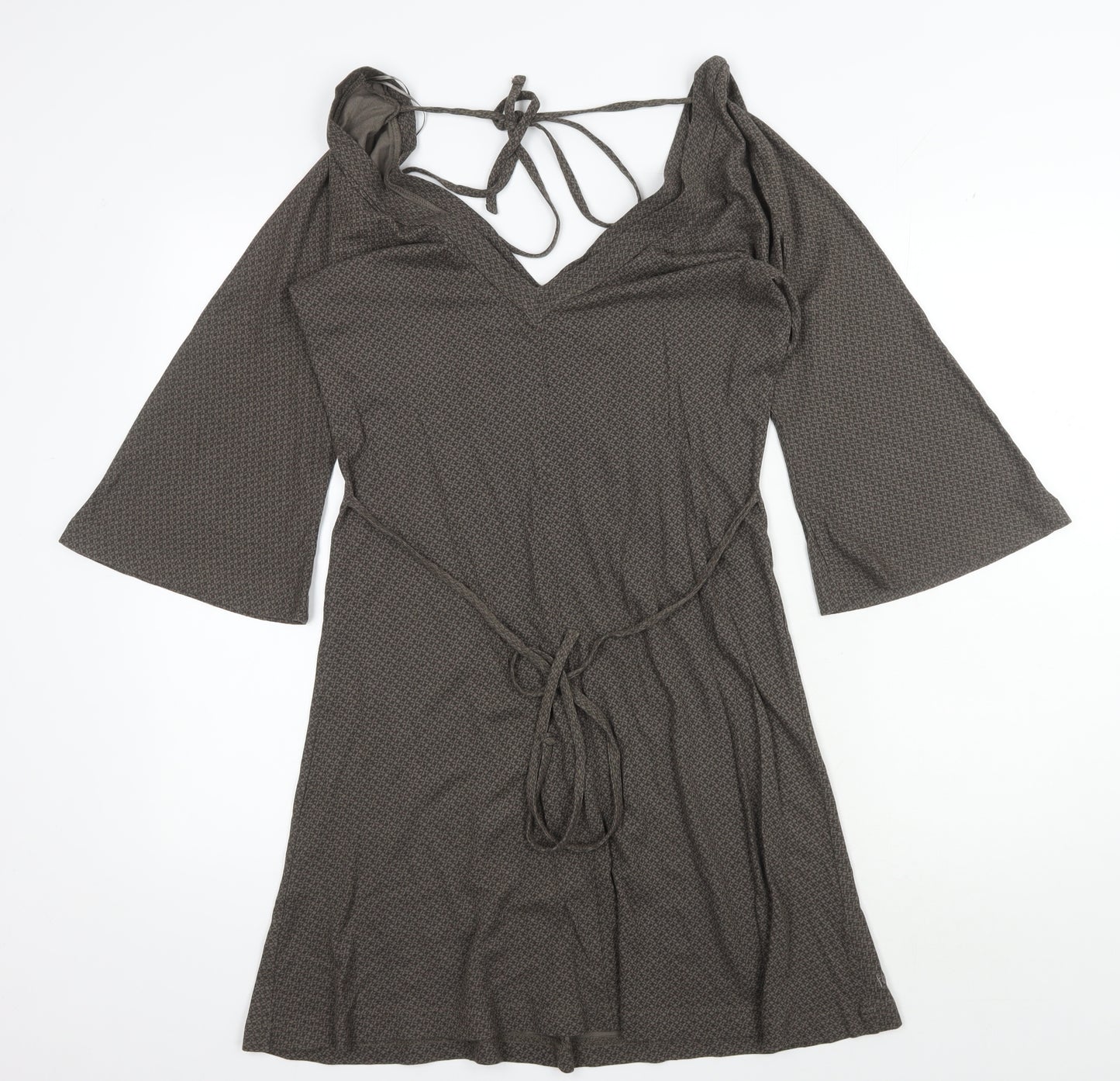 Fat Face Women's Grey A-Line V-Neck Dress Size 10