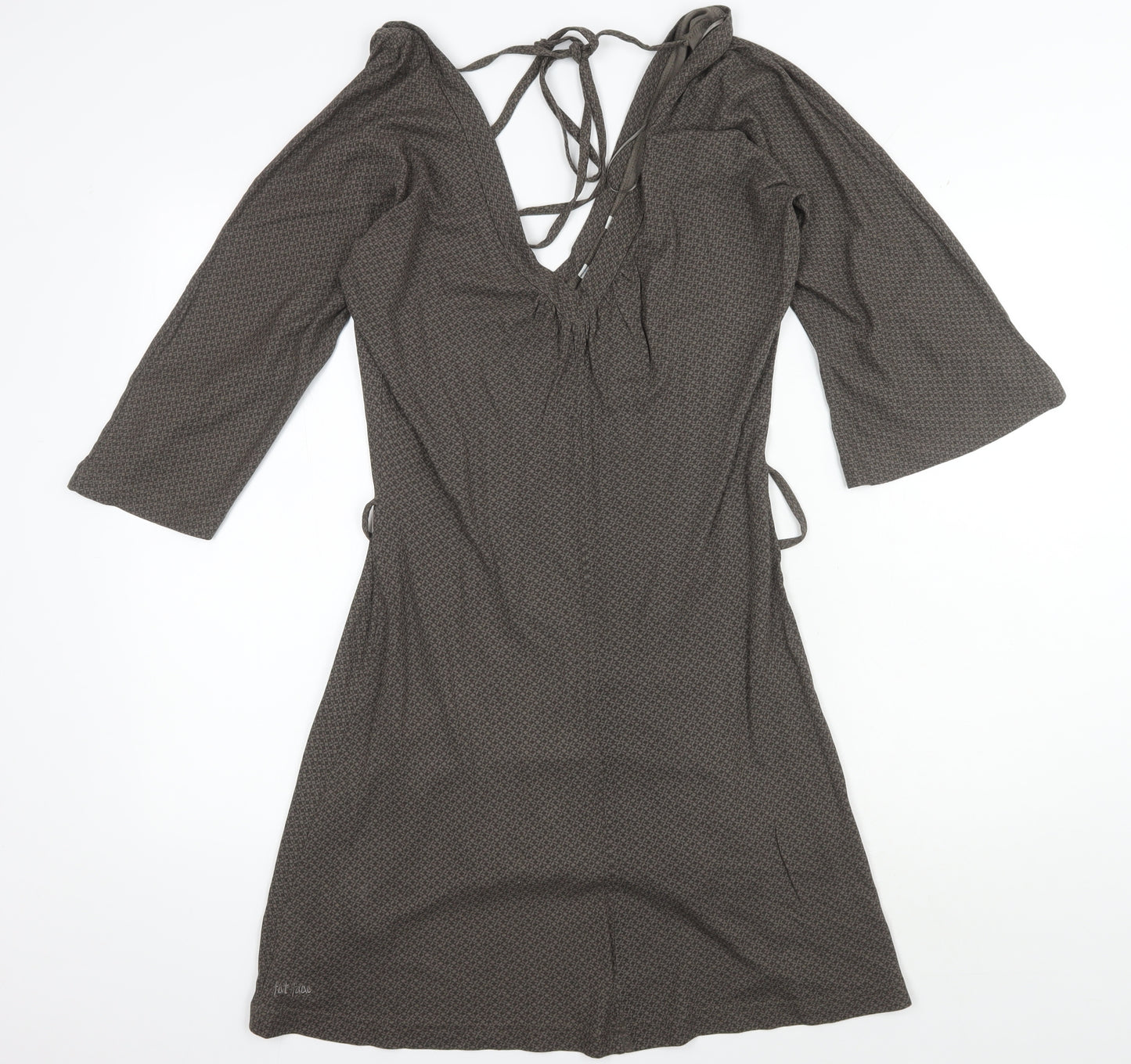 Fat Face Women's Grey A-Line V-Neck Dress Size 10