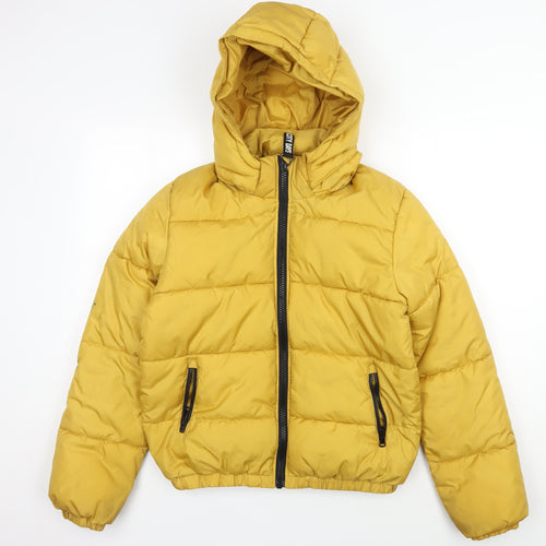 H&M Boys Yellow Puffer Jacket 13-14 Years Hooded Winter Coat