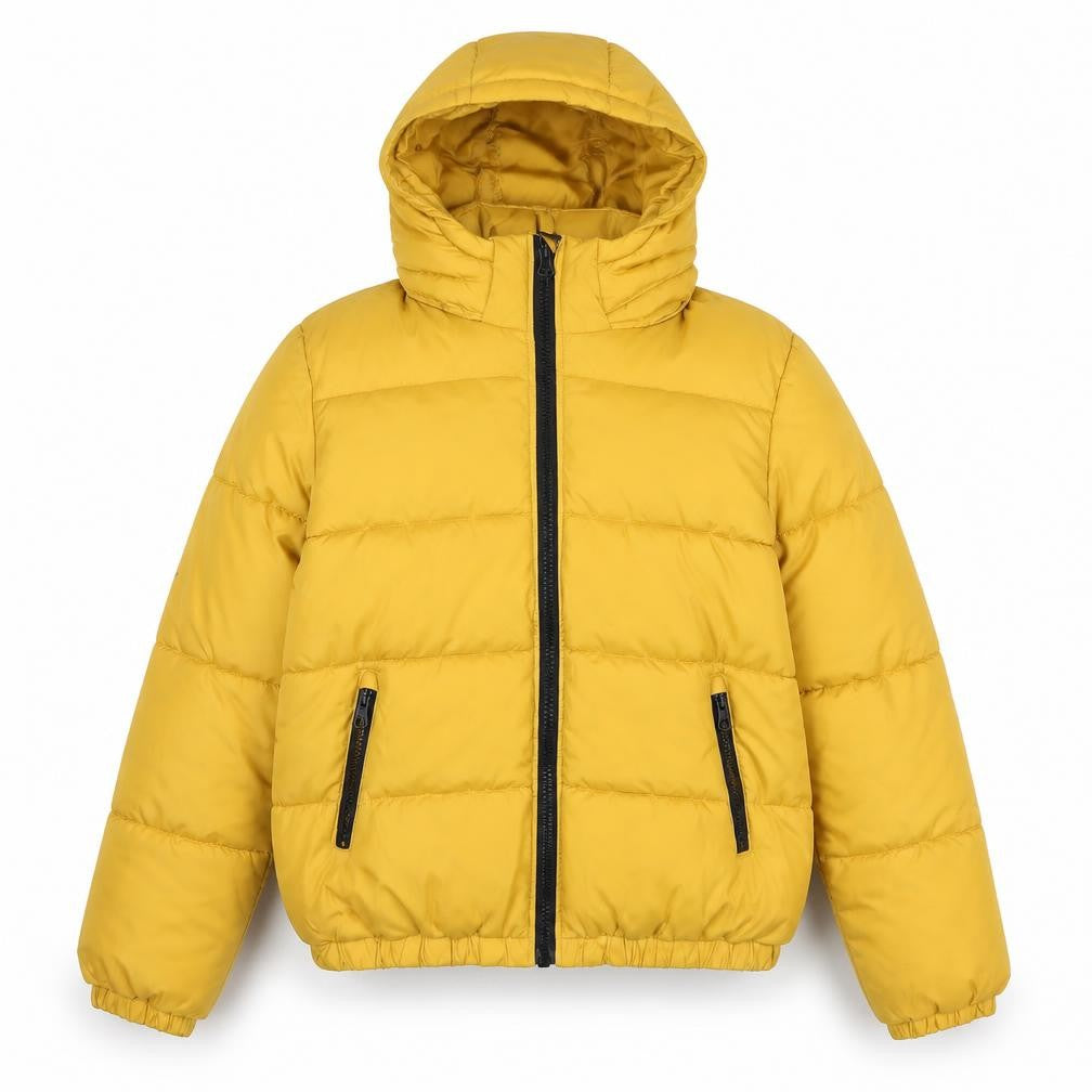 H&M Boys Yellow Puffer Jacket 13-14 Years Hooded Winter Coat
