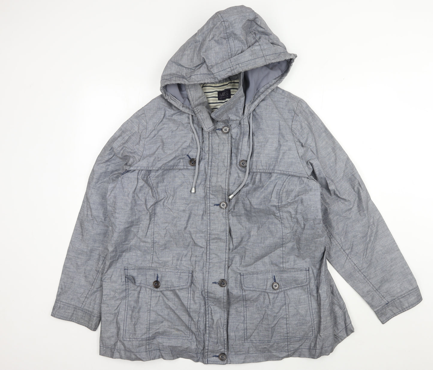 Marks and Spencer Women's Blue Hooded Anorak Jacket