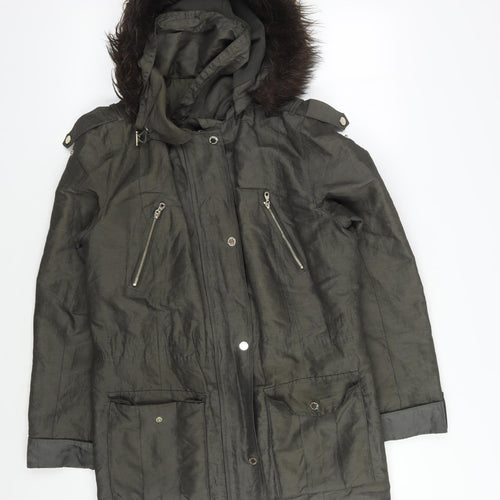 Marks and Spencer Women's Green Parka - Size 12