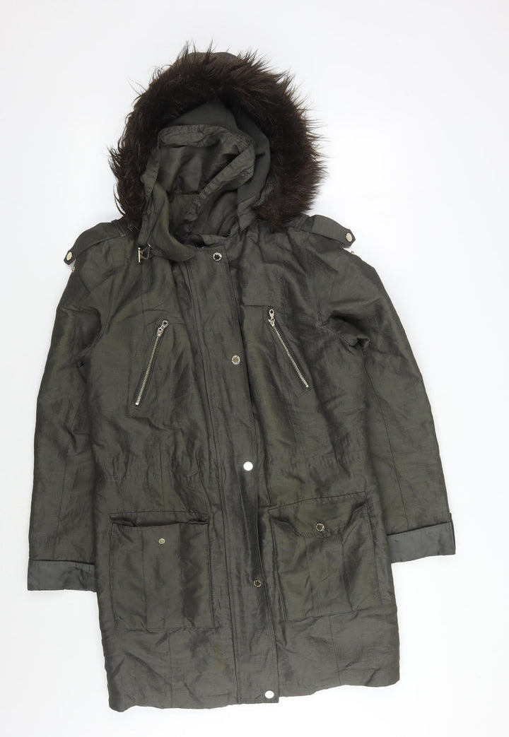 Marks and Spencer Women's Green Parka - Size 12