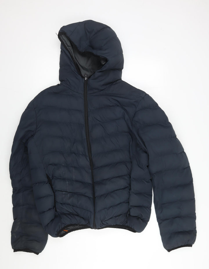 Brave Soul Mens XL Blue Hooded Puffer Jacket Winter
