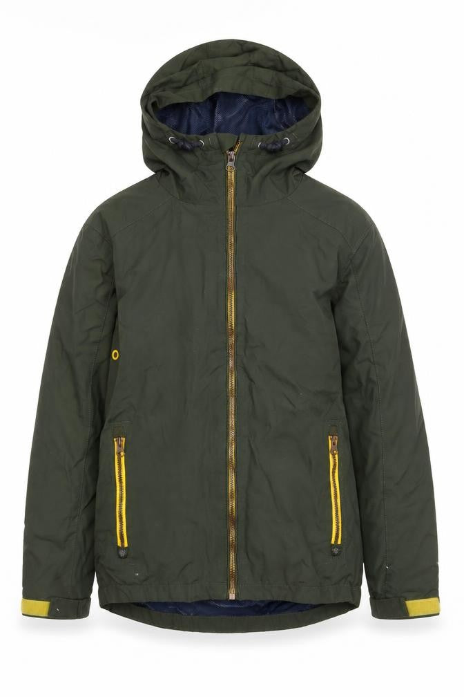 Front view of Next boys’ green nylon parka jacket 9 years - full zip hooded coat