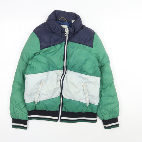 Scotch & Soda Boys Green Colourblock Puffer Jacket, Size 12