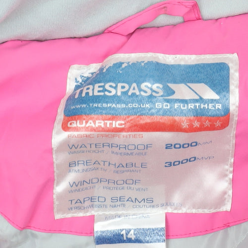 Pink Trespass Women's Ski Jacket Size 14 Waterproof Windproof