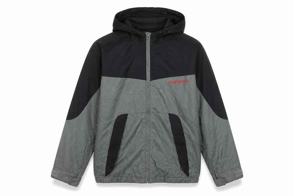 Front view of Hawk unisex adults black grey xs windbreaker jacket