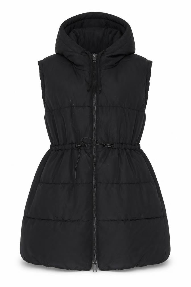 Front view of H&M Women's Black Maternity Puffer Jacket, size M