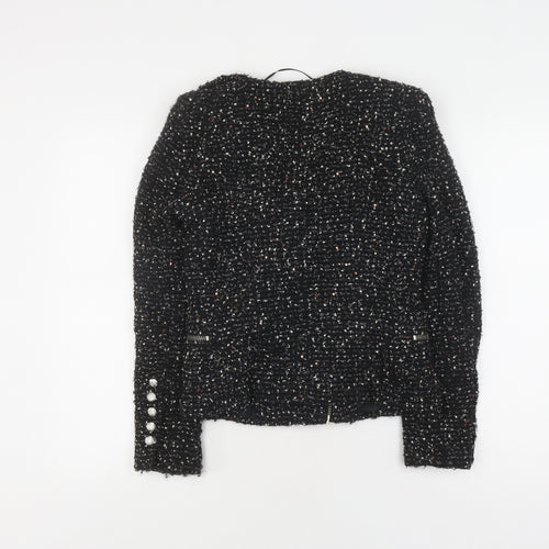 Zara Women's Black Tweed Biker Jacket S