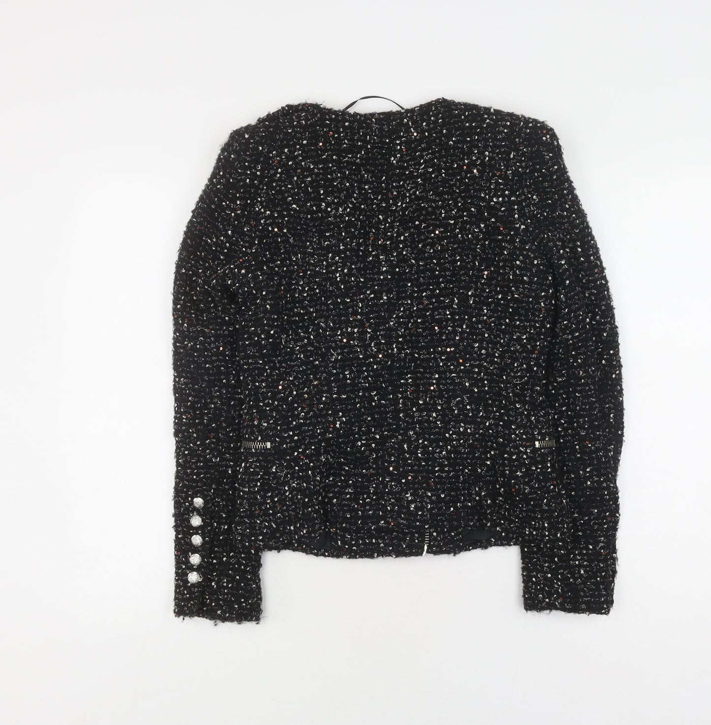 Zara Women's Black Tweed Biker Jacket S