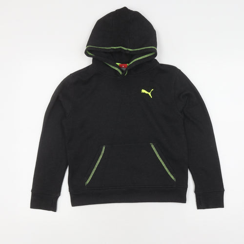 Puma Boys Black Hoodie 6-7 Years Logo Pullover Jersey