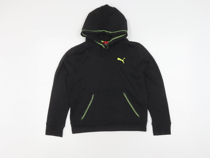 Puma Boys Black Hoodie 6-7 Years Logo Pullover Jersey