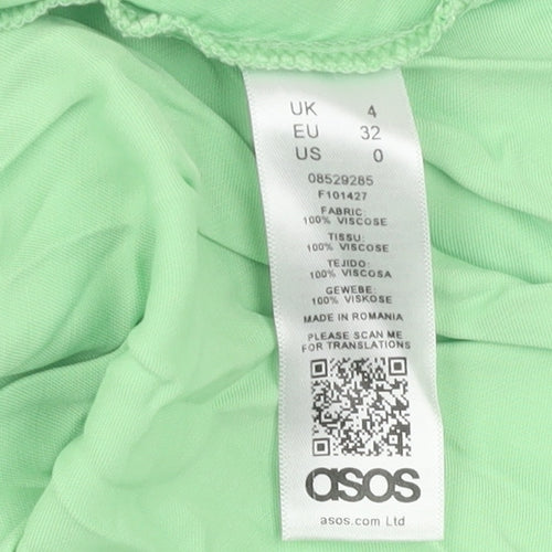 ASOS Women's Green Skirt Size 4 Viscose Elastic Waist