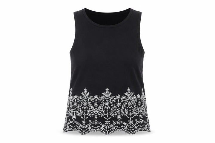 Superdry Women's Black Tank Top, Size 6, Embroidered