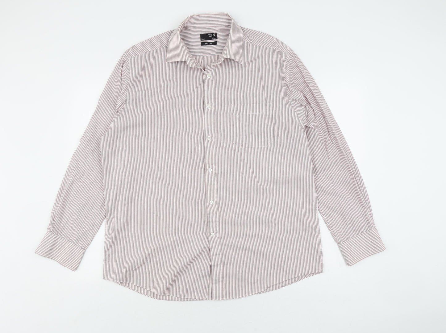 Thomas Nash Men's Multicoloured Striped Shirt, Size 16.5